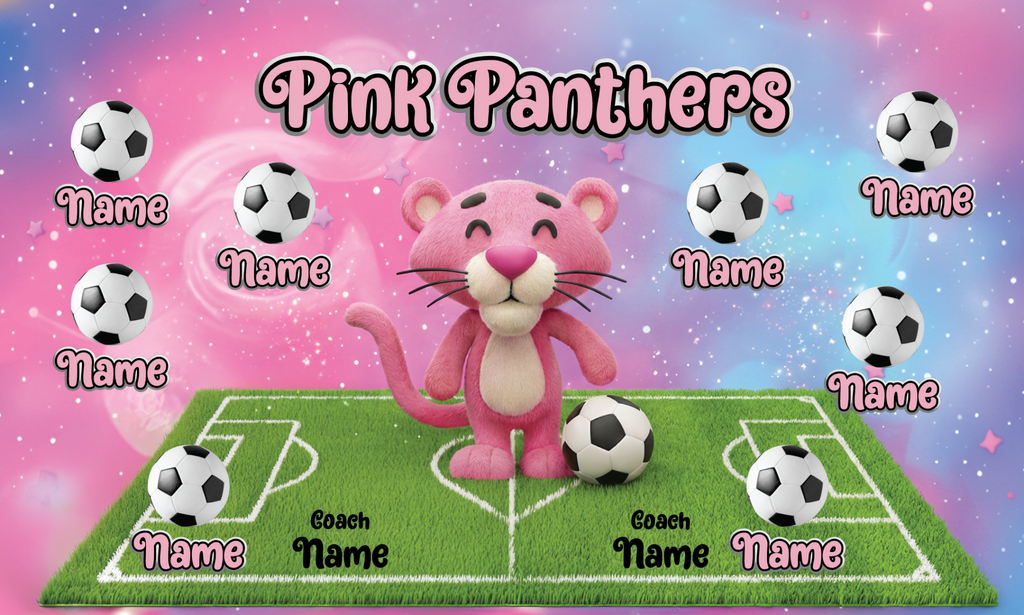 Custom Sports Team Banner 3x5 ft – Pink Panthers Design (1001)