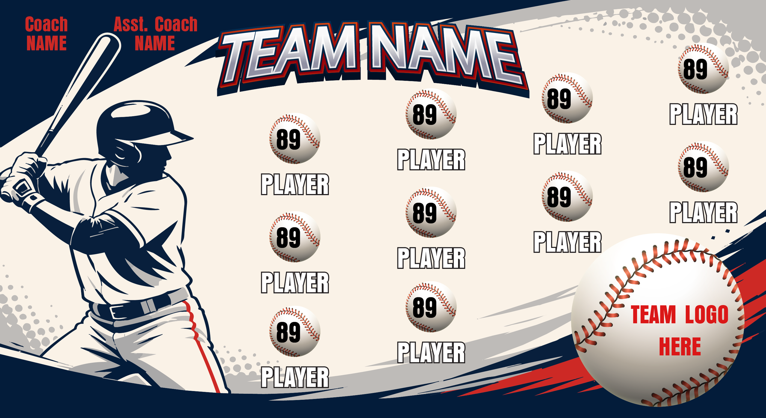 Custom Baseball Team Banner 3x5 ft – Personalized Design (1005B)