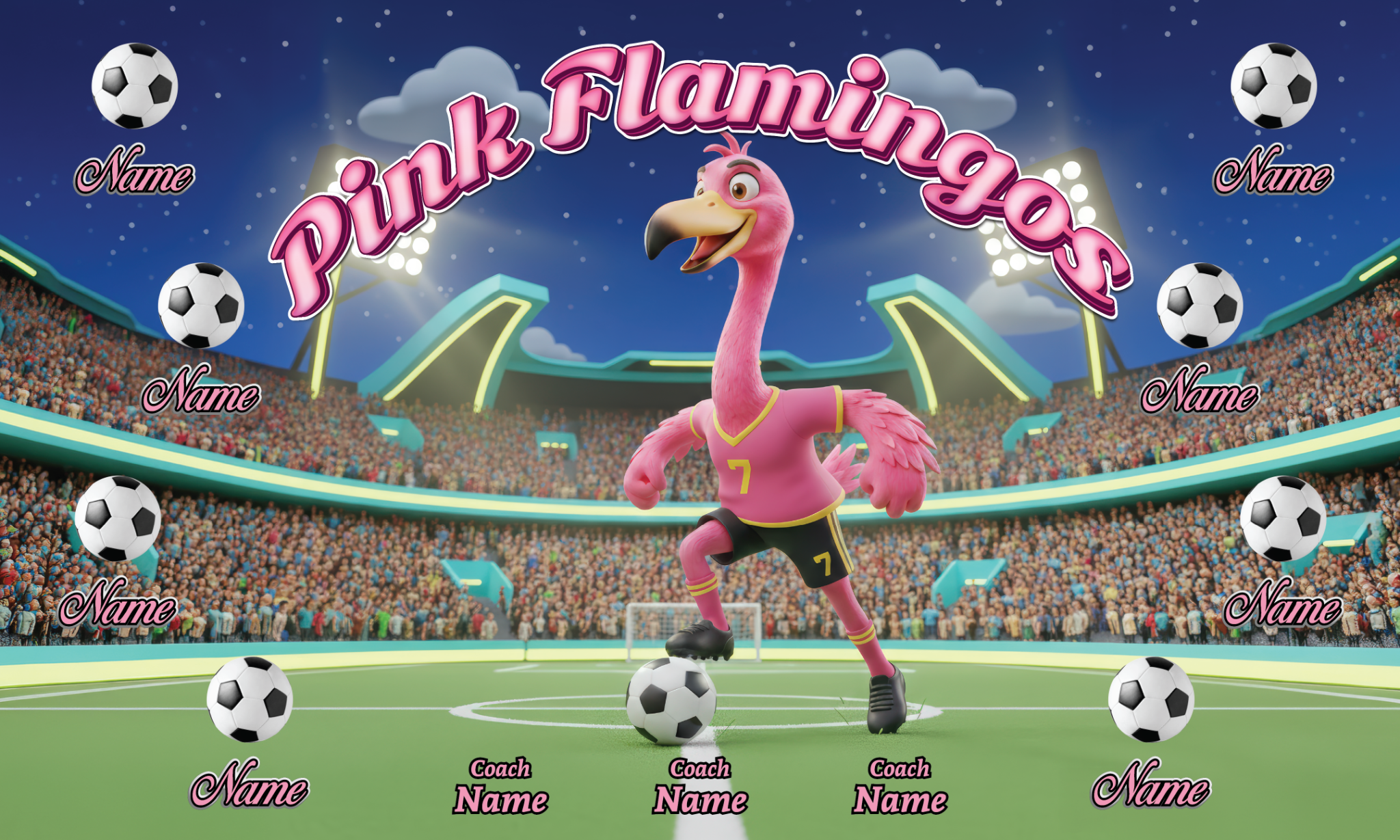 1005 Pink Falmingos Standard Banner 3x5