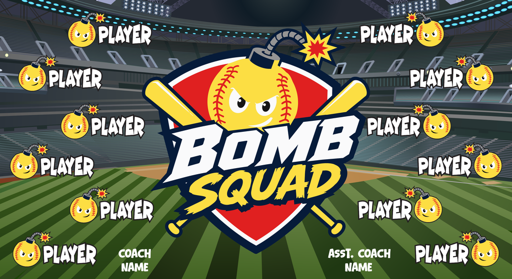 Custom Softball Team Banner 3x5 ft – Bomb Squad Design (1006S)