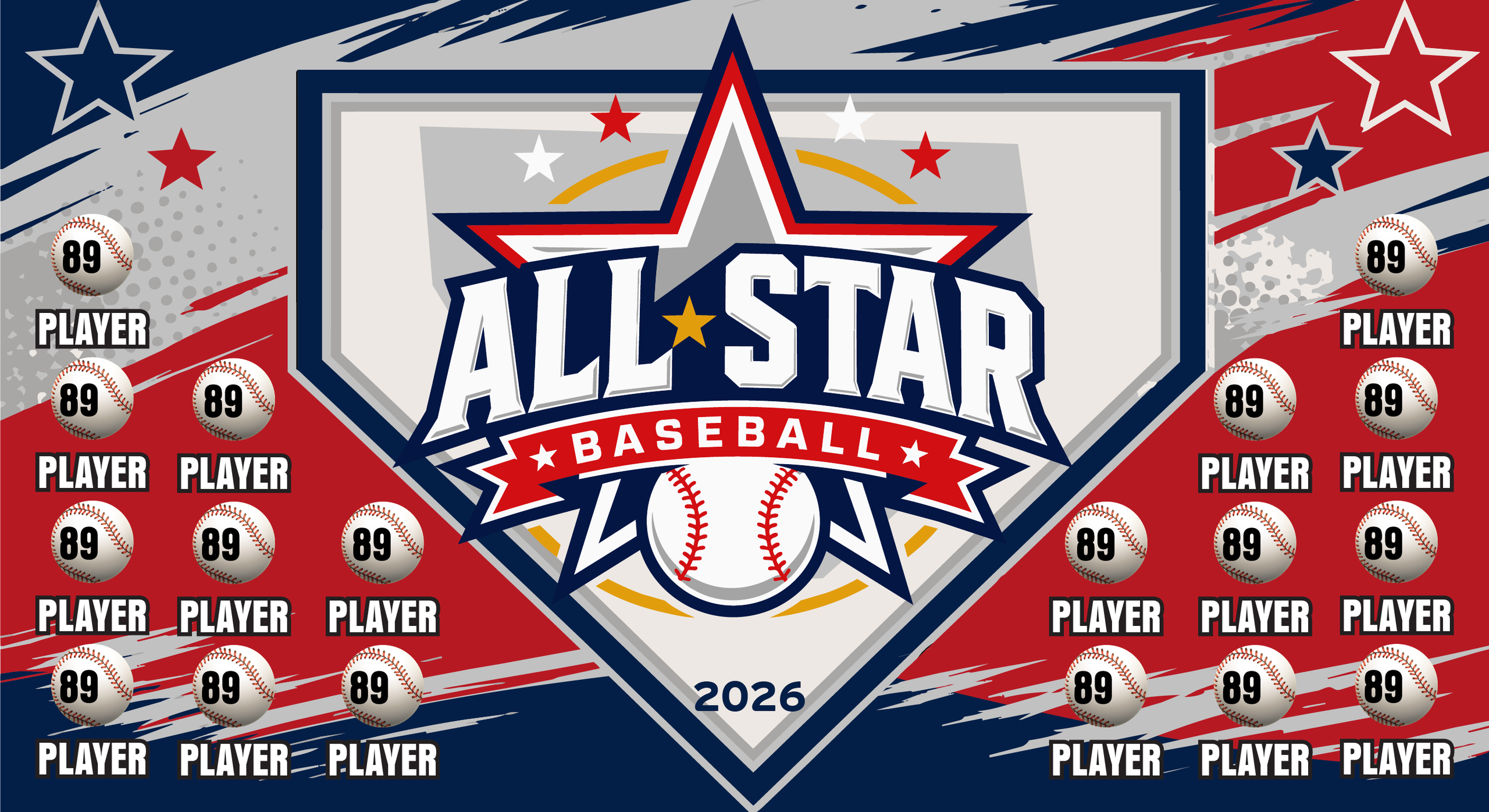 Custom Baseball Team Banner 3x5 ft – All Stars Design (1007B)