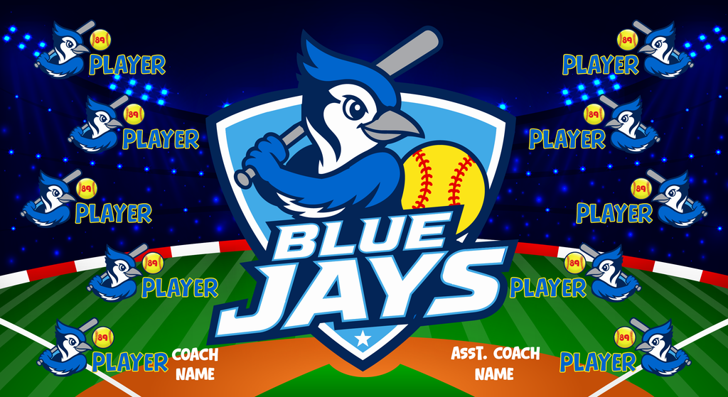 Custom Softball Team Banner 3x5 ft – Blue Jays Design (1007S)