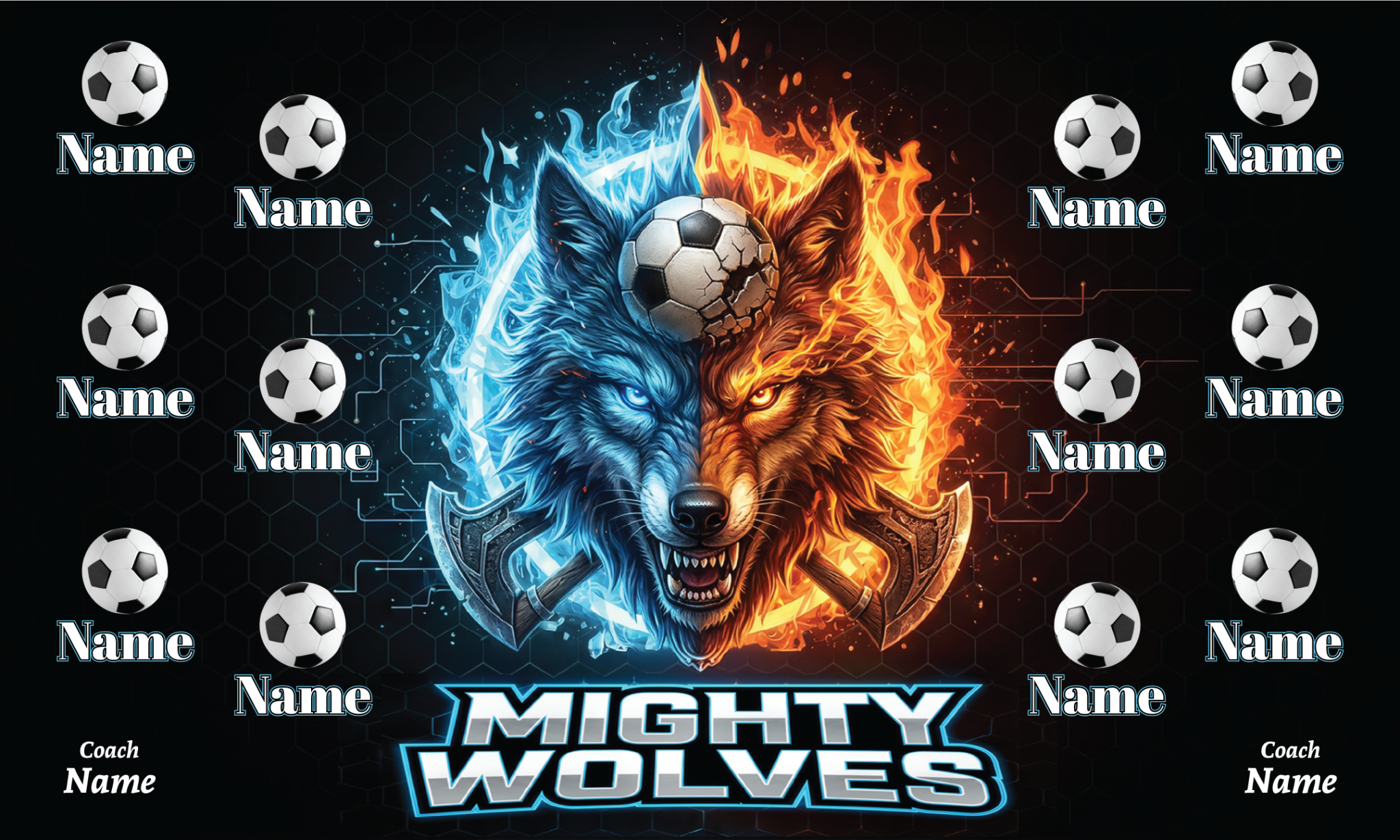 1008 Mighty Wolves Standard Banner 3x5