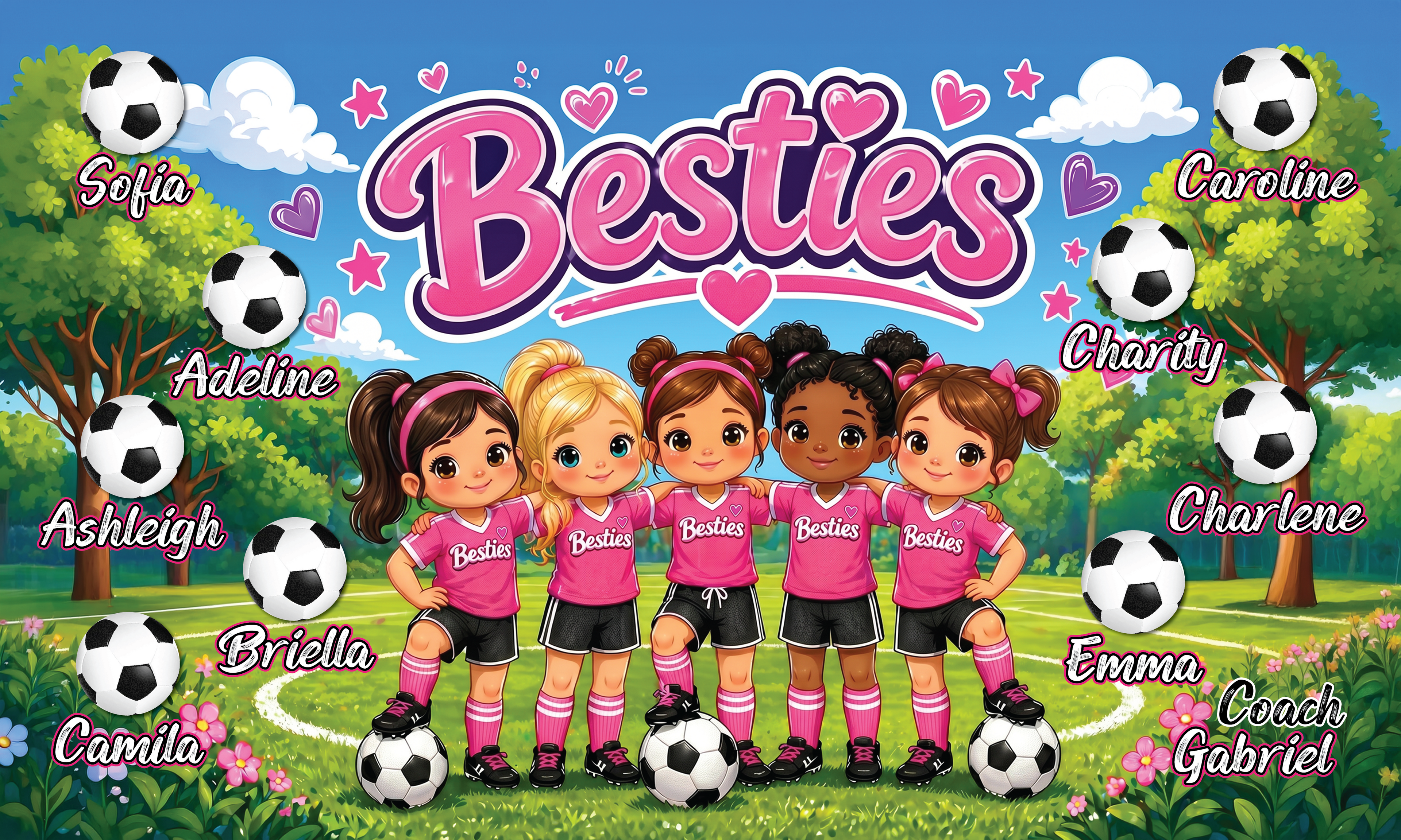 Custom Team Banner 3x5 ft – Besties 1051