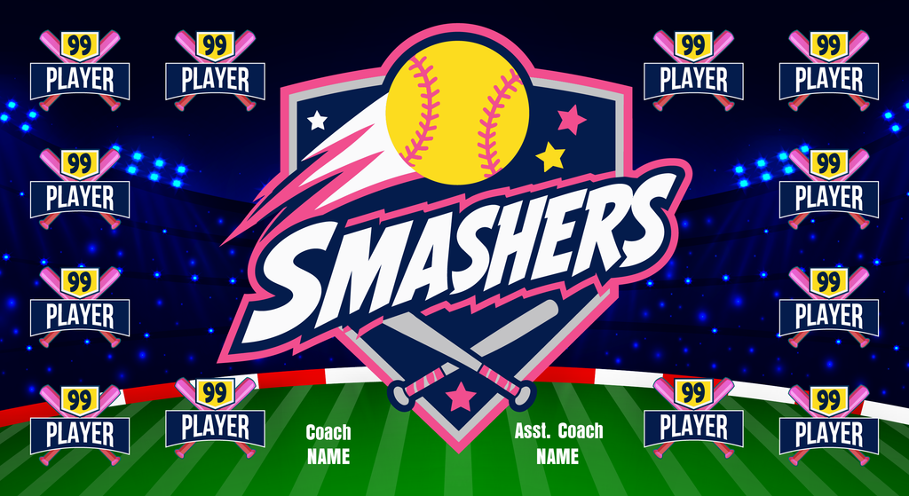 Custom Softball Team Banner 3x5 ft – Smashers Design (1009S)