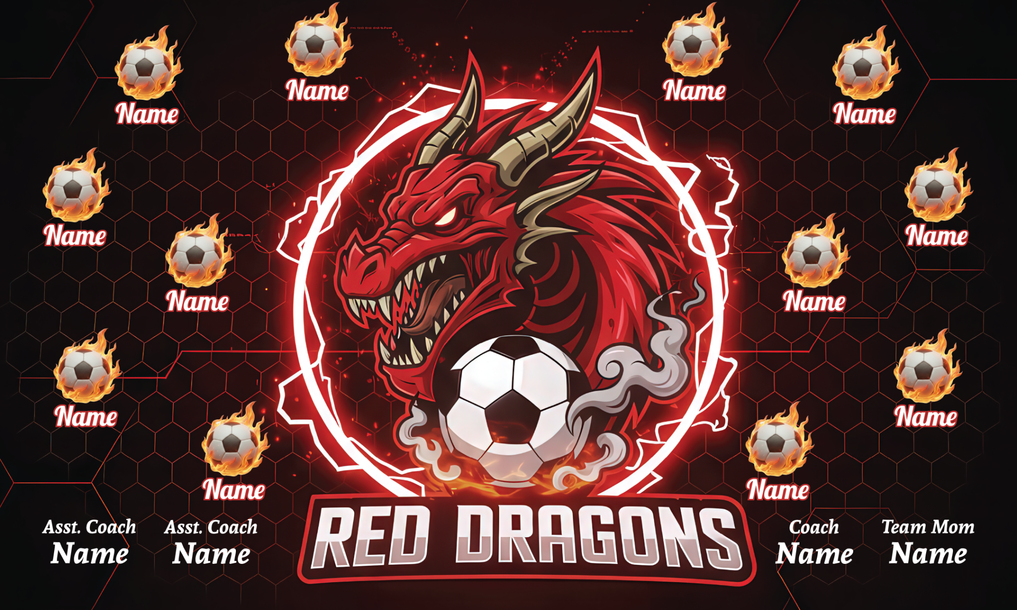 1009 Red Dragons Standard Banner 3x5