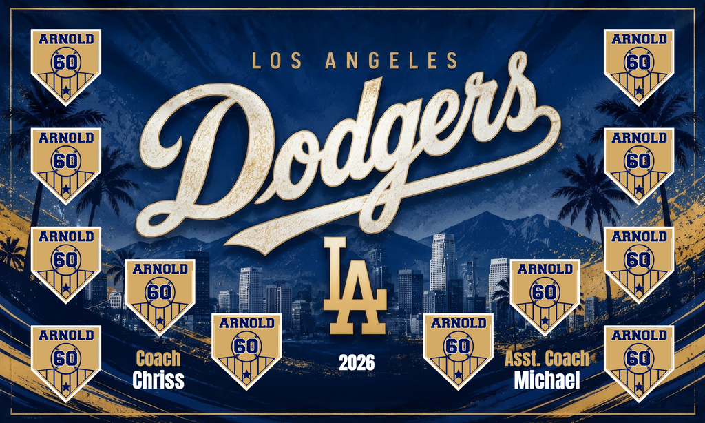 Custom Baseball Team Banner 3x5 ft – Dodgers 1010B