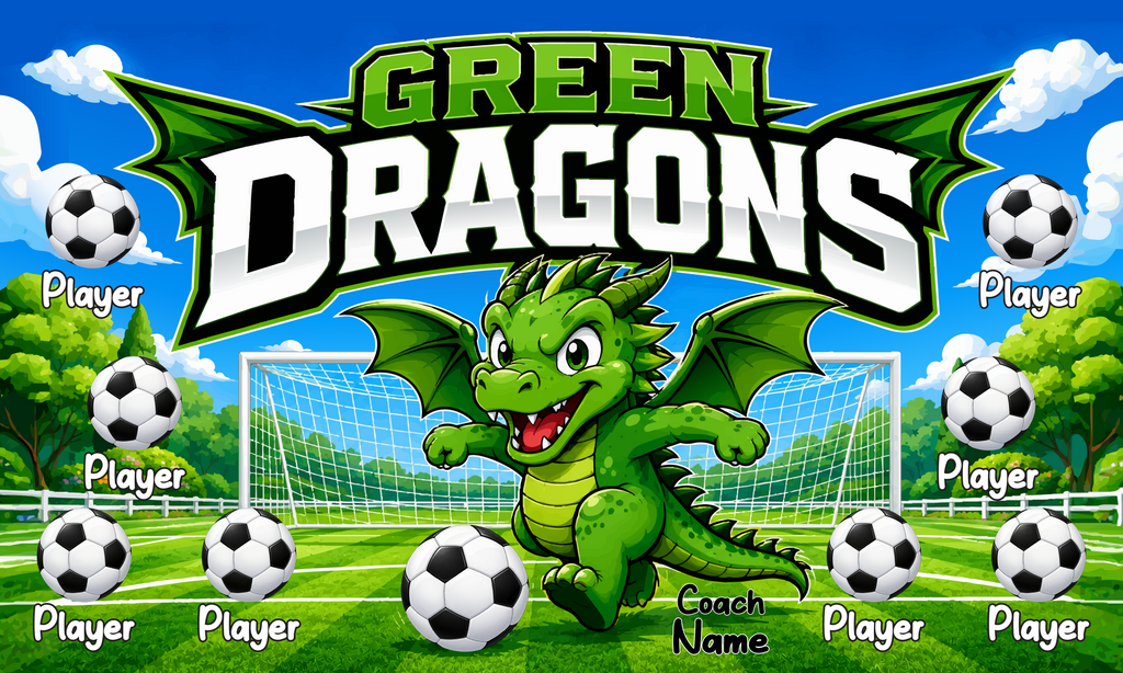 Custom Team Banner 3x5 ft – Green Dragons 1010