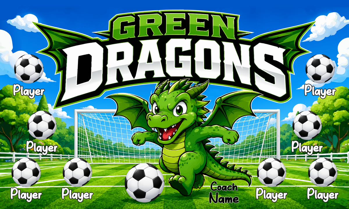 Custom Team Banner 3x5 ft – Green Dragons 1010