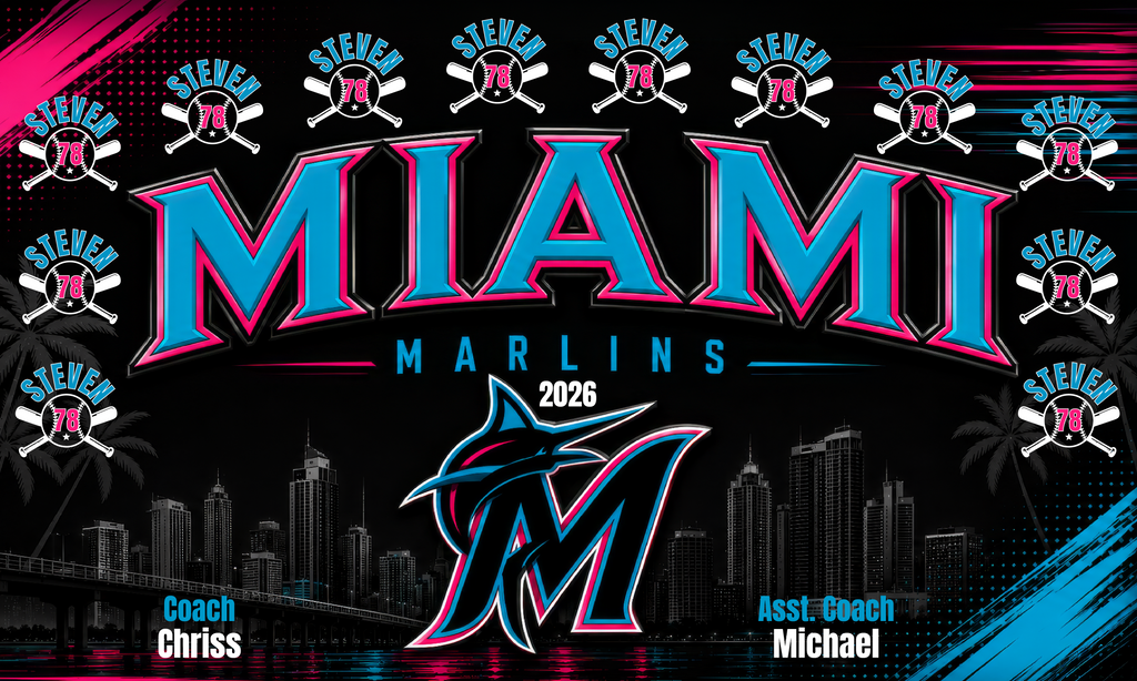Custom Baseball Team Banner 3x5 ft – Marlins 1011B