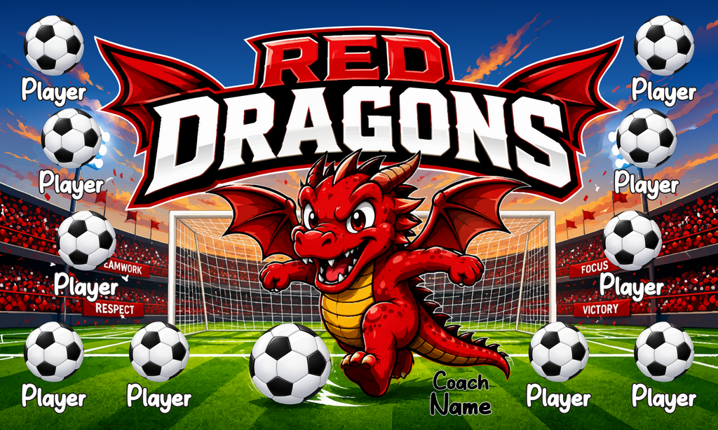 Custom Team Banner 3x5 ft – Red Dragons 1011
