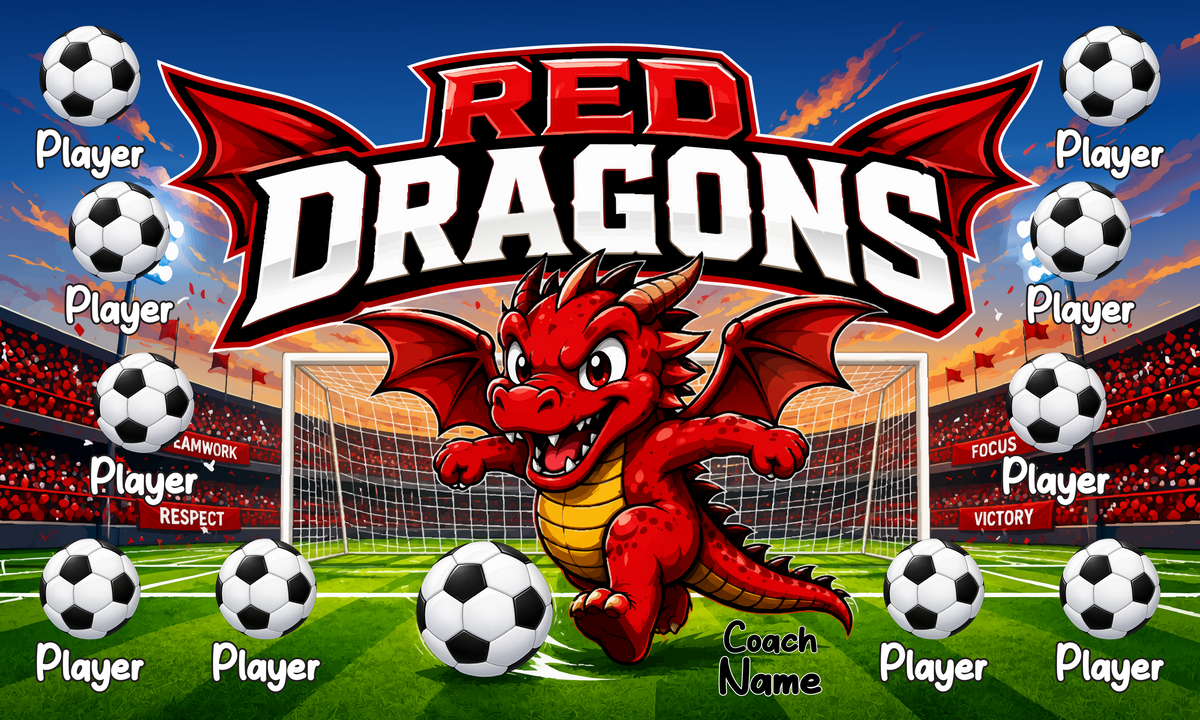 Custom Team Banner 3x5 ft – Red Dragons 1011