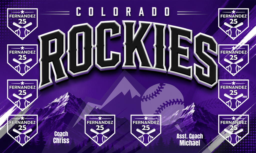 Custom Baseball Team Banner 3x5 ft – Rockies 1013B