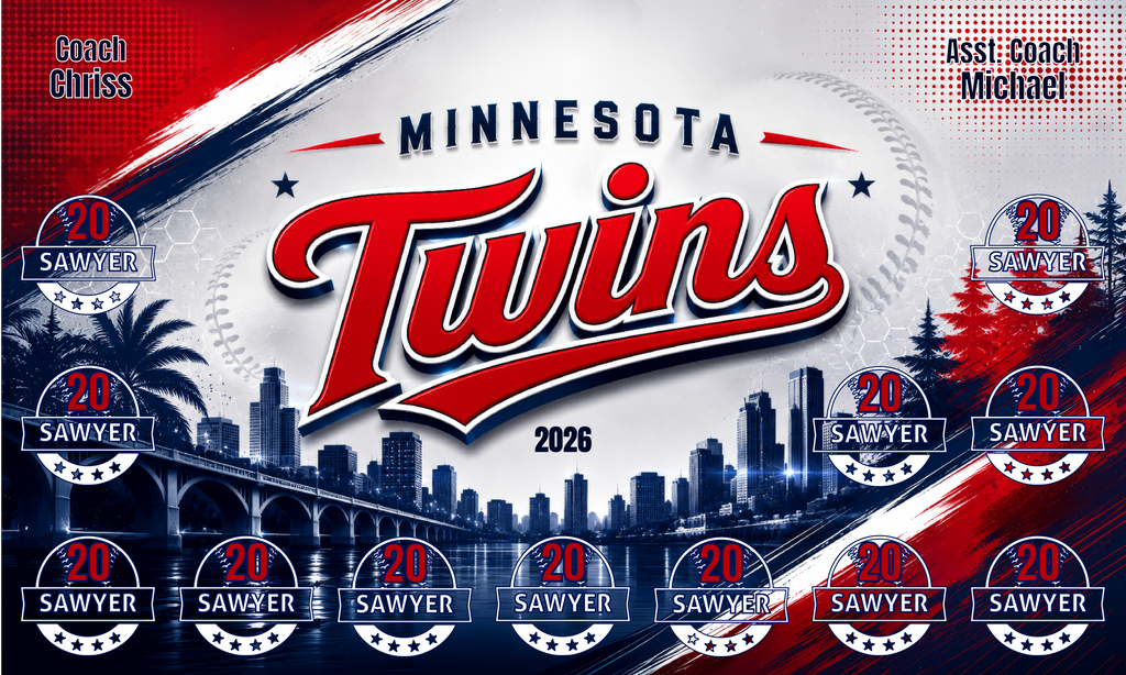 Custom Baseball Team Banner 3x5 ft – Twins 1012B