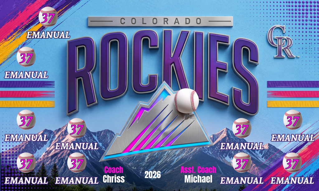 Custom Baseball Team Banner 3x5 ft – Rockies 1014B