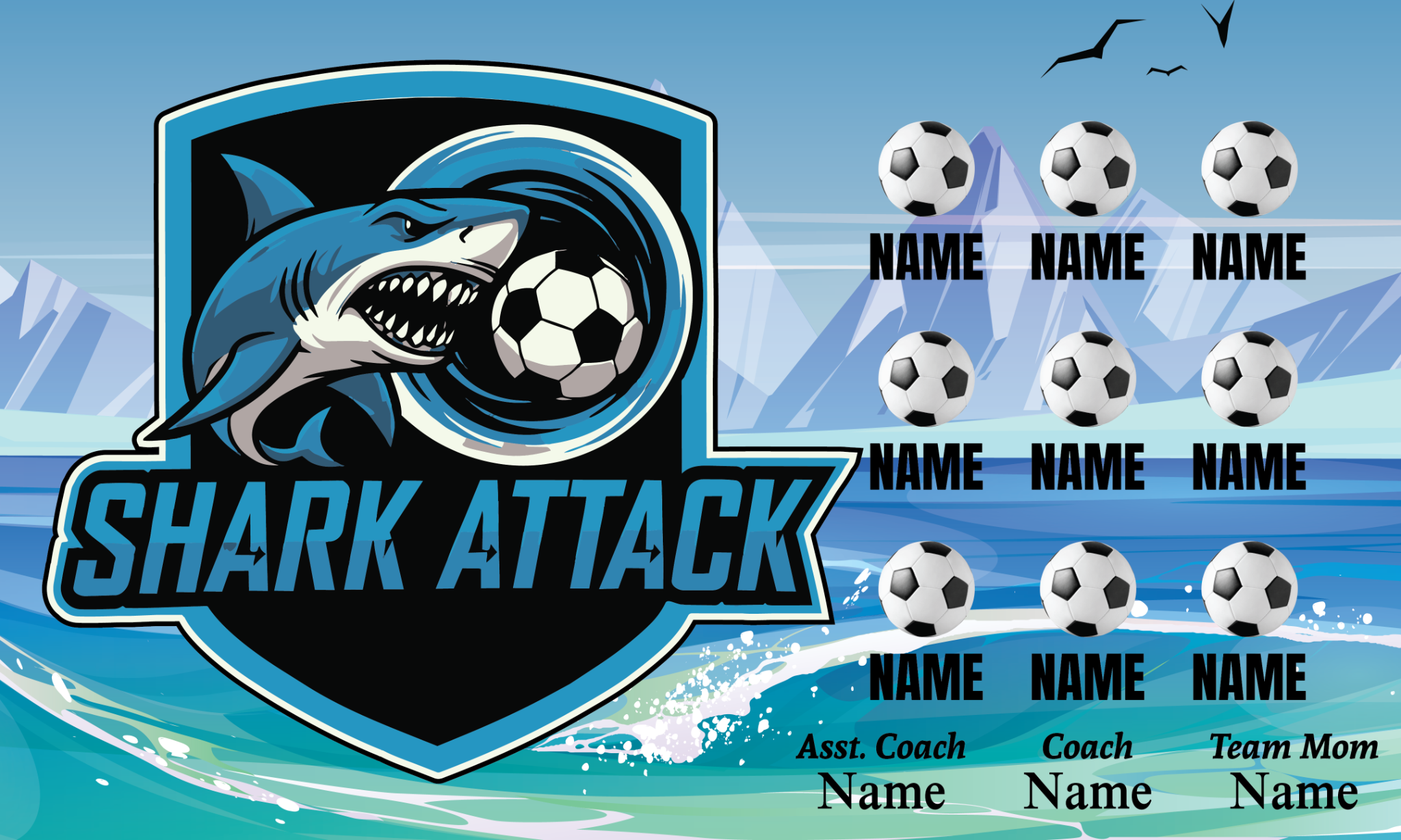 1016 Shark Attack Standard Banner 3x5