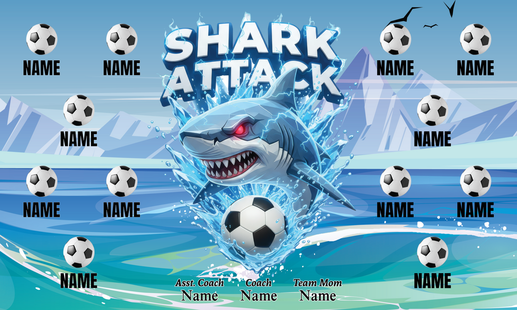 Custom Sports Team Banner 3x5 ft – Shark Attack Design (1017)