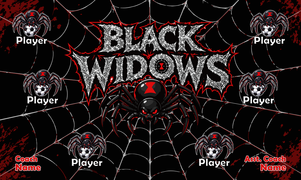 Custom Sports Team Banner 3x5 ft – Black Widows 1020