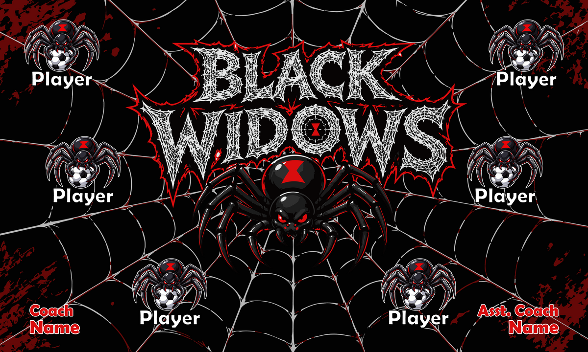 Custom Sports Team Banner 3x5 ft – Black Widows 1020