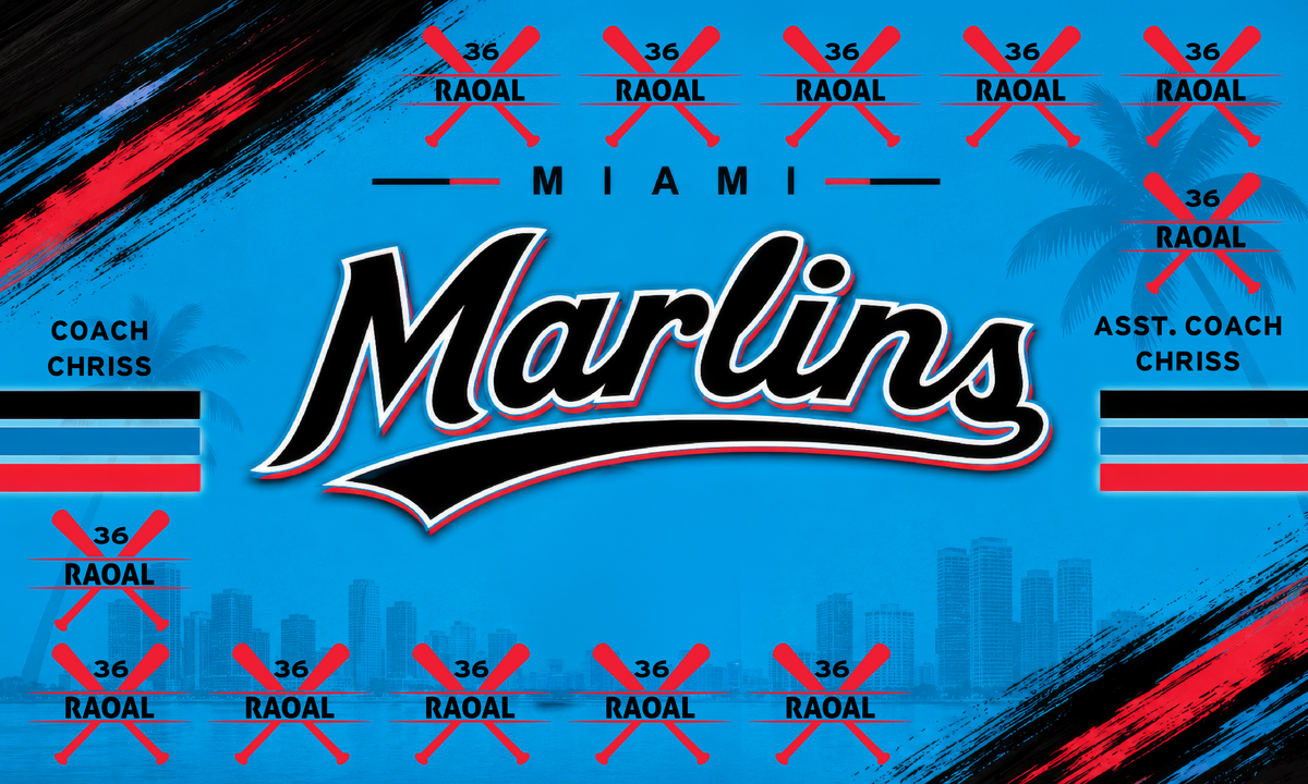 Custom Baseball Team Banner 3x5 ft –Marlins 1020B