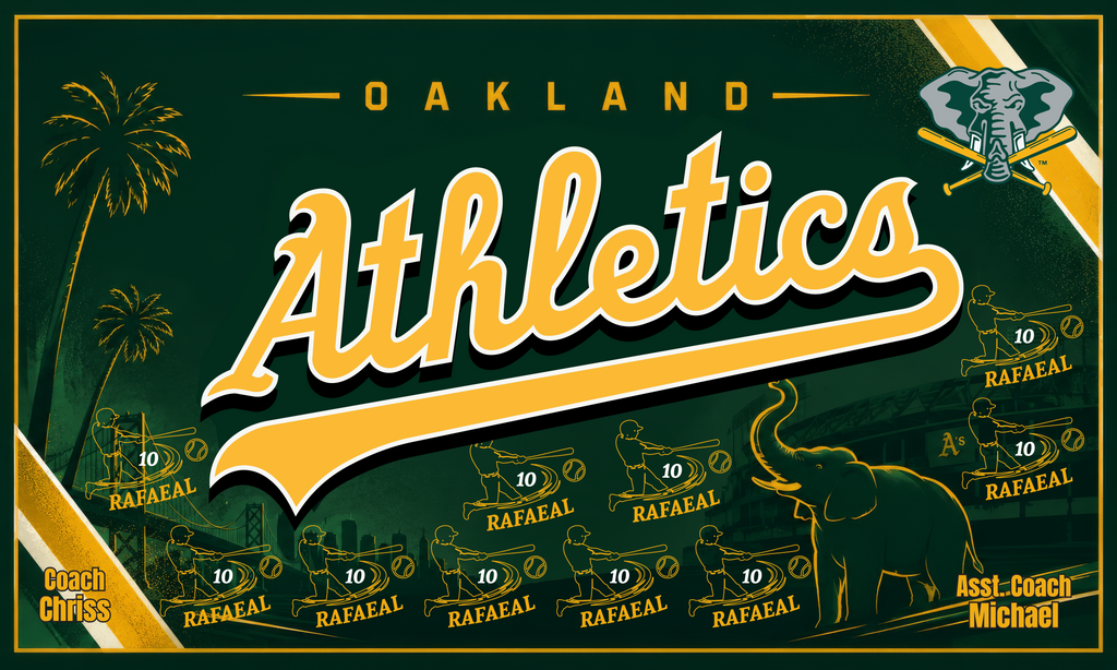 Custom Baseball Team Banner 3x5 ft – Athletics 1022B