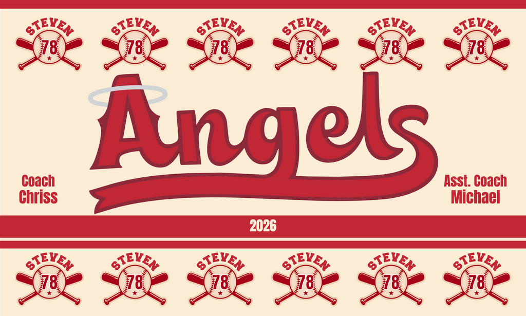 Custom Baseball Team Banner 3x5 ft – Angels 1026B