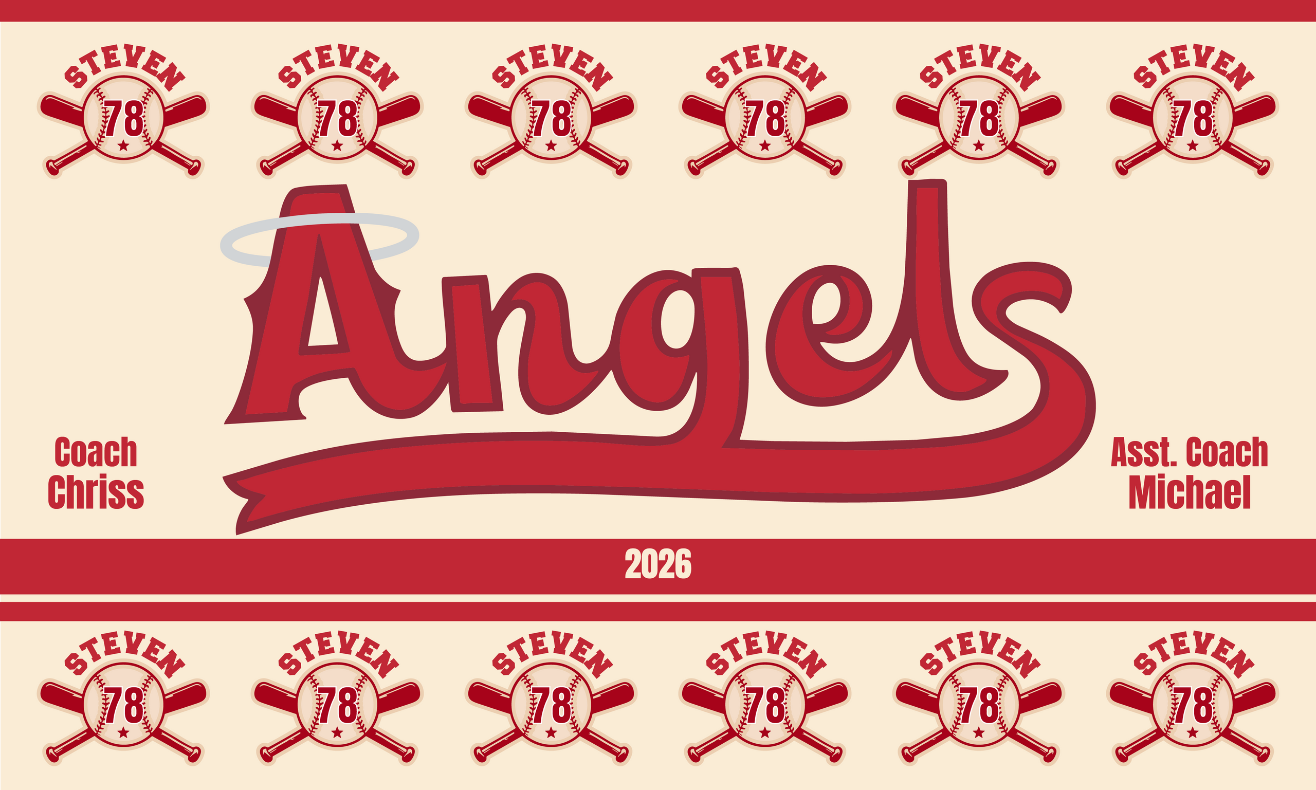 Custom Baseball Team Banner 3x5 ft – Angels 1026B