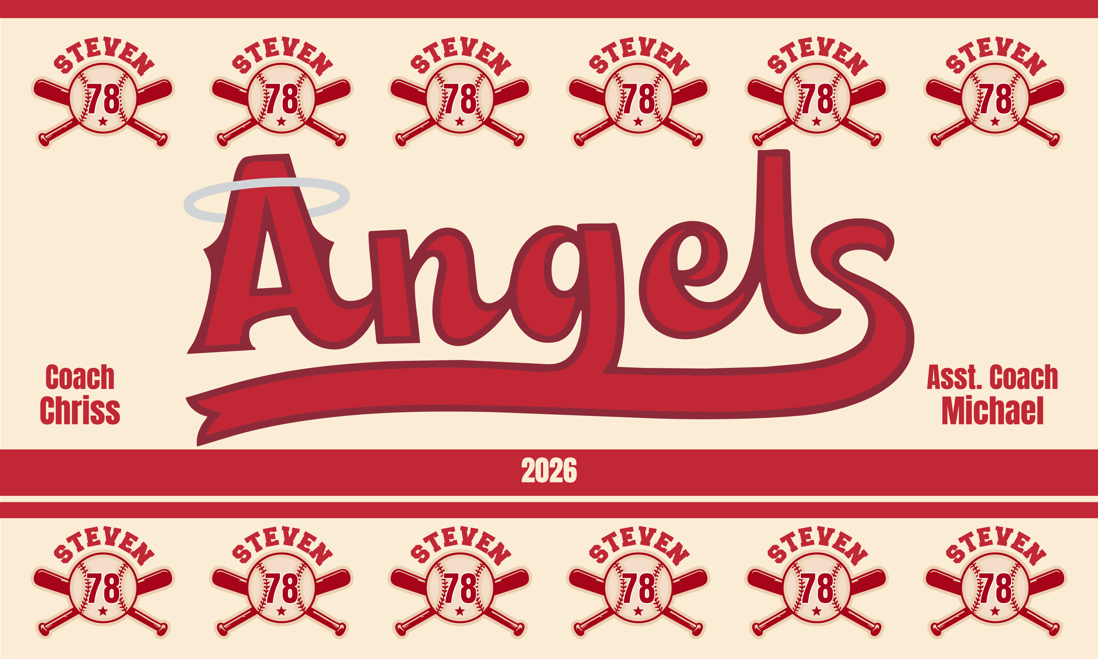 Custom Baseball Team Banner 3x5 ft – Angels 1026B