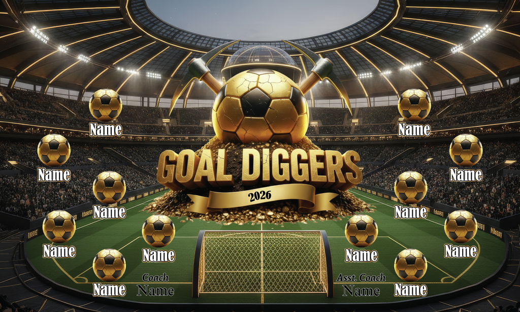 Custom Sports Team Banner 3x5 ft – Goal Diggers Design (1027)