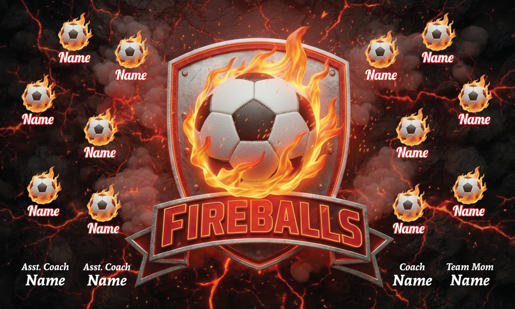 Custom Sports Team Banner 3x5 ft – Fireballs Design (1030)
