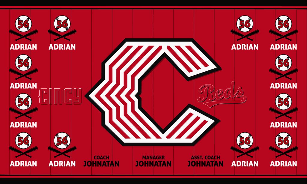 Custom Baseball Team Banner 3x5 ft –  Reds 1035B