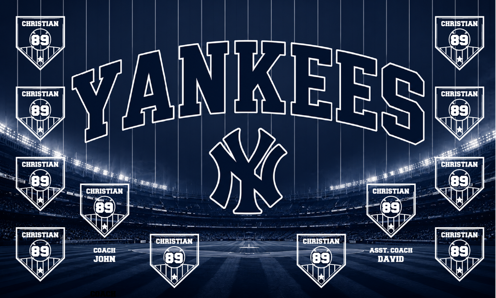 Custom Baseball Team Banner 3x5 ft –  Yankees 1037B