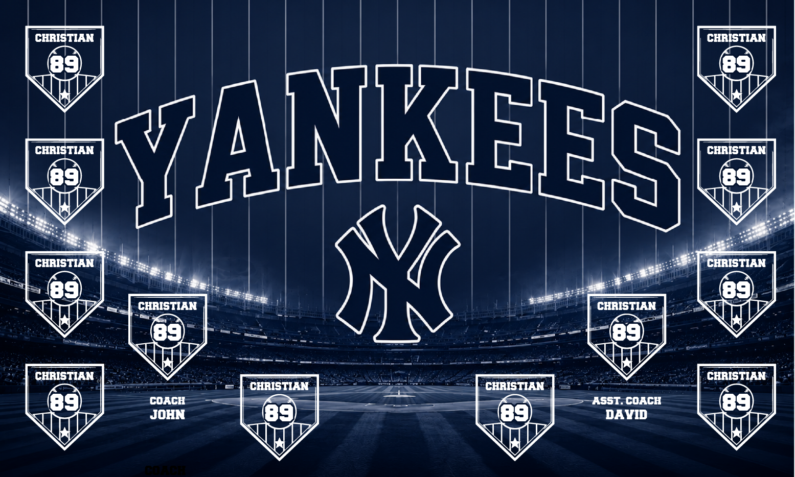 Custom Baseball Team Banner 3x5 ft –  Yankees 1037B