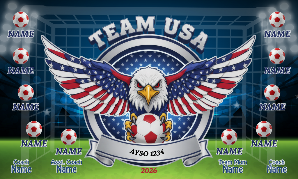 Custom Sports Team Banner 3x5 ft – Team USA Design (1036)