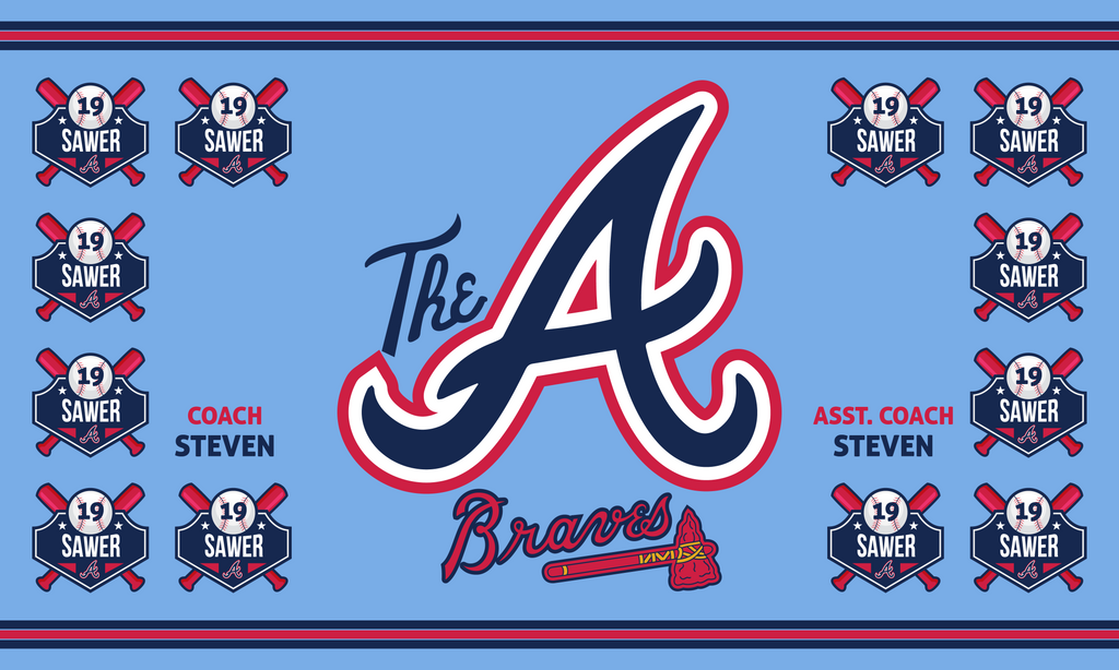 Custom Baseball Team Banner 3x5 ft –  Braves 1037B