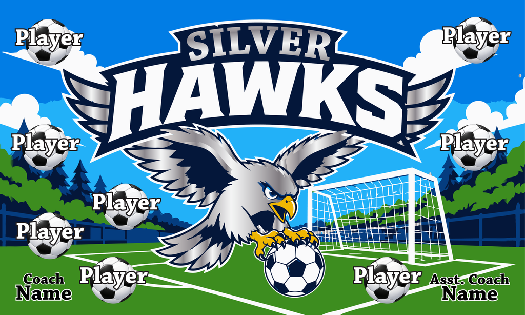 Custom Sports Team Banner 3x5 ft – Silver Hawks 1042