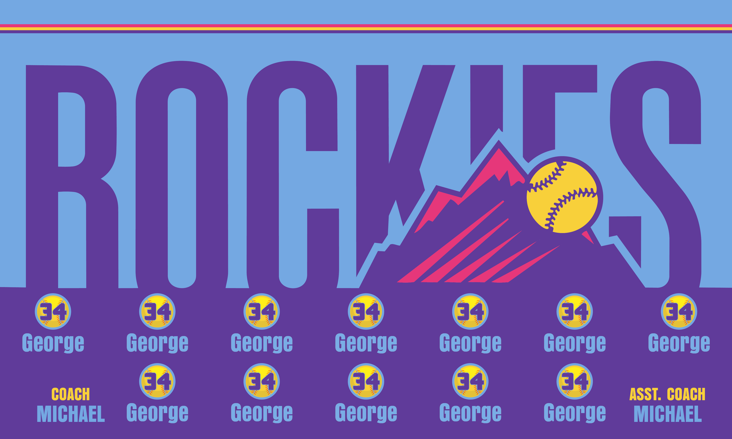 Custom Baseball Team Banner 3x5 ft – Rockies 1043B