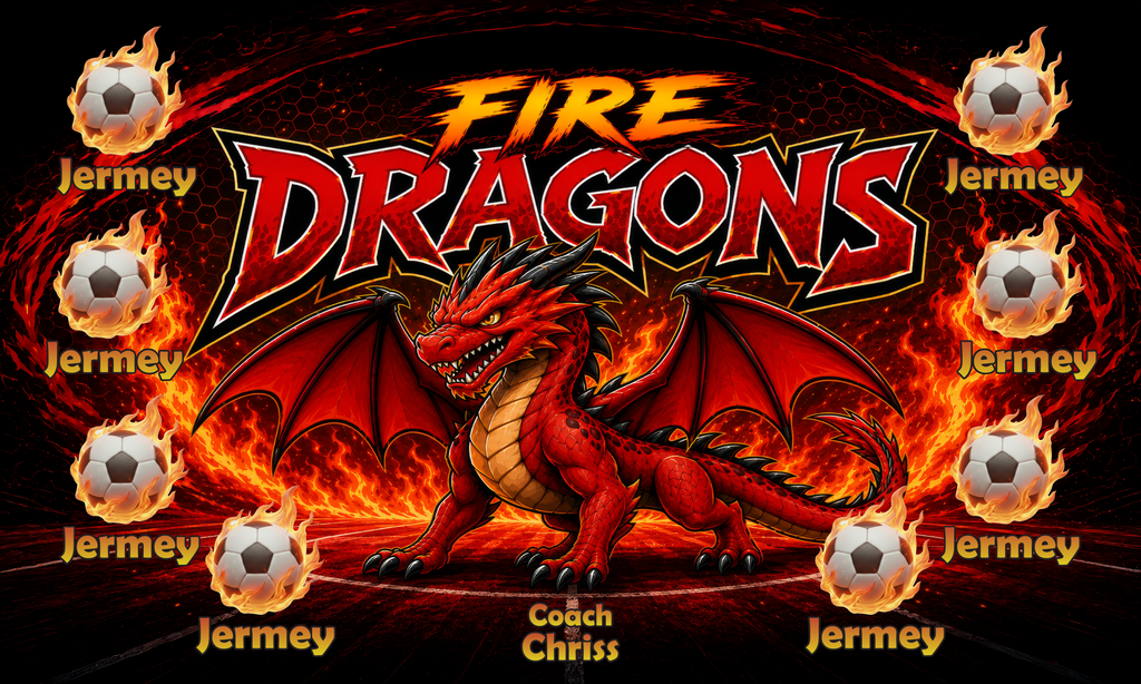 Custom Team Banner 3x5 ft – Fire Dragons 1044