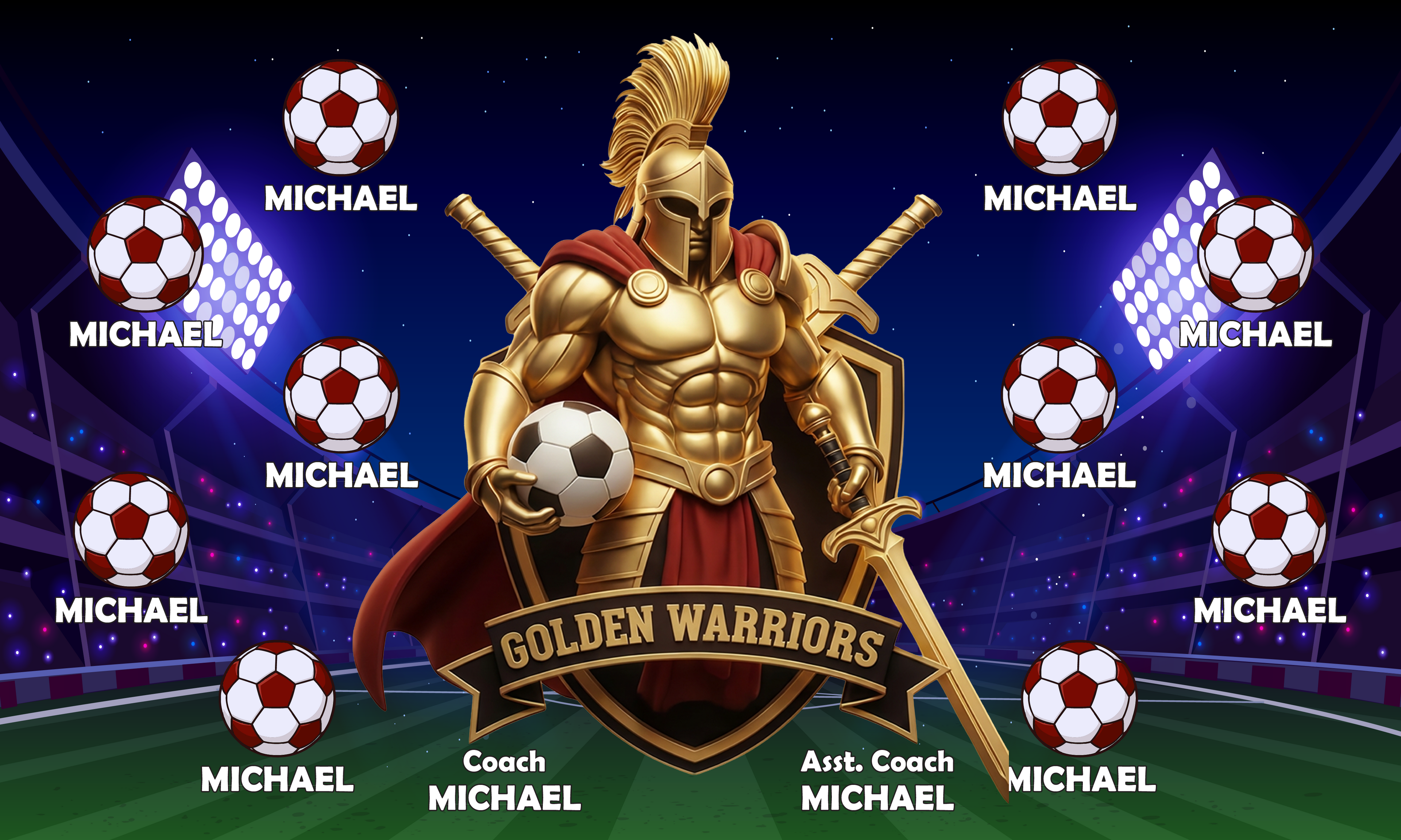 Custom Team Banner 3x5 ft – Golden Warriors 1045