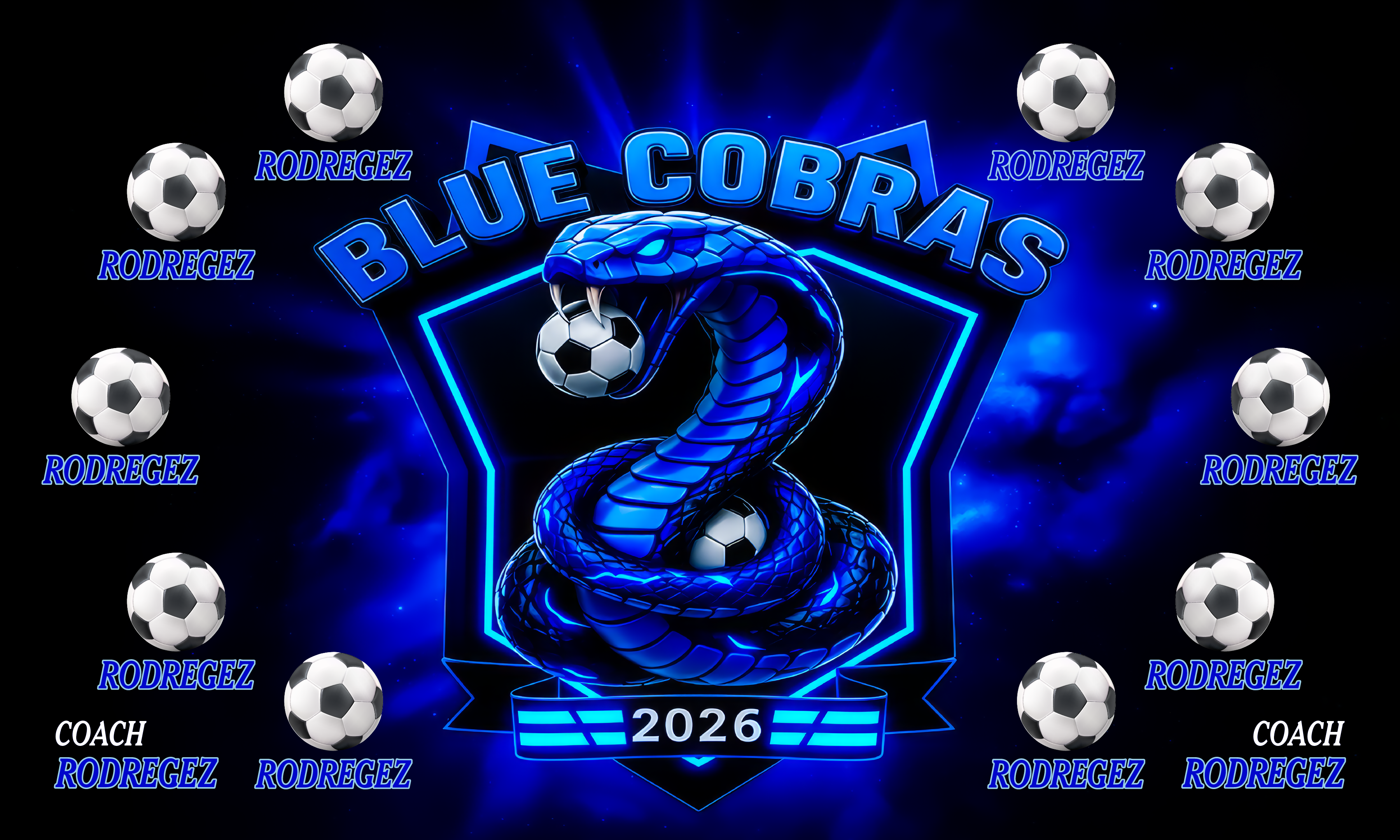 Custom Team Banner 3x5 ft – Blur Cobras 1046