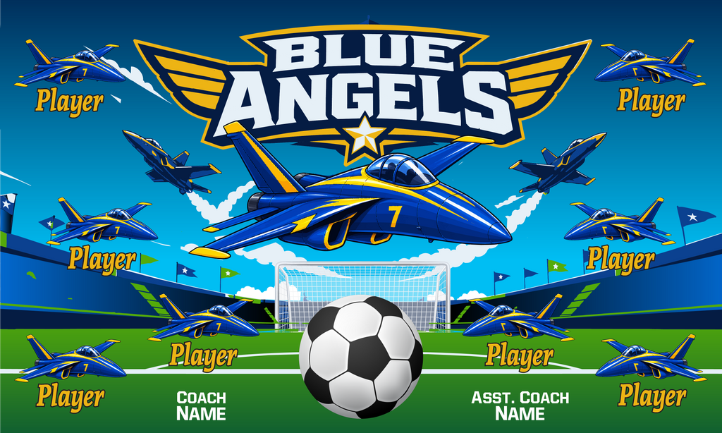 Custom Sports Team Banner 3x5 ft – Blue Angels 1049