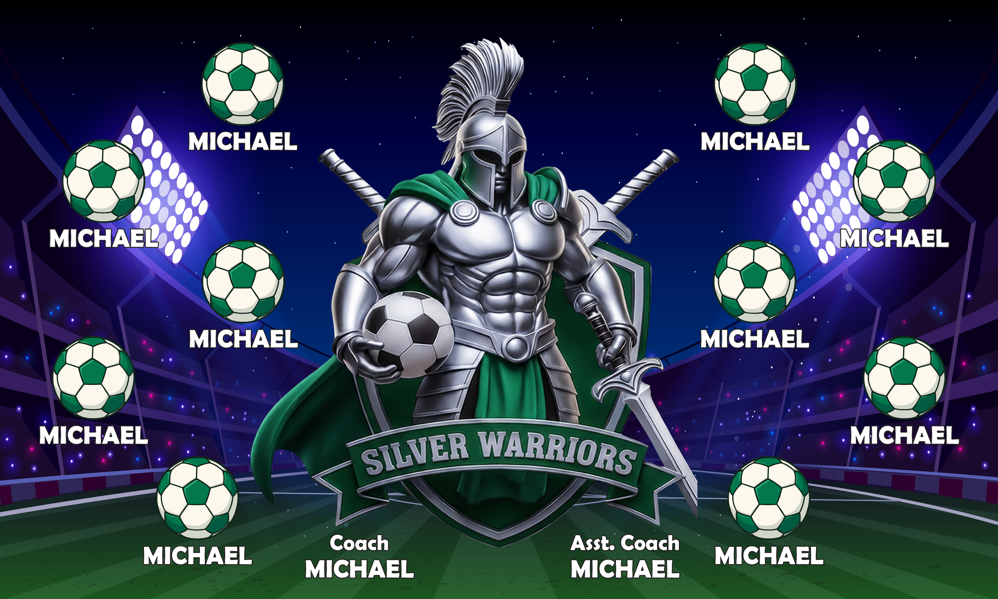 Custom Team Banner 3x5 ft – Silver Warriors 1054