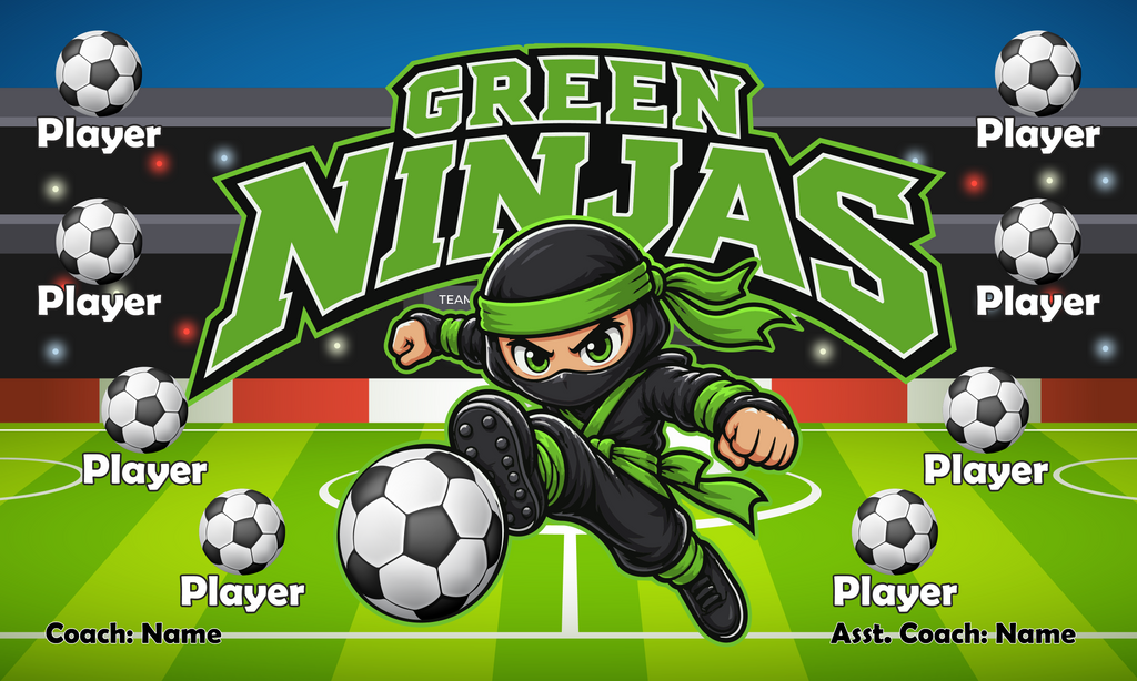 Custom Sports Team Banner 3x5 ft – Green Ninjas 1054