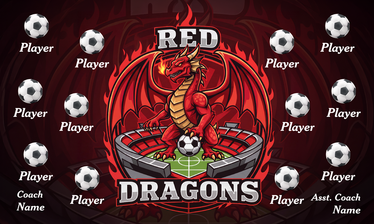 Custom Team Banner 3x5 ft – Red Dragons 1063