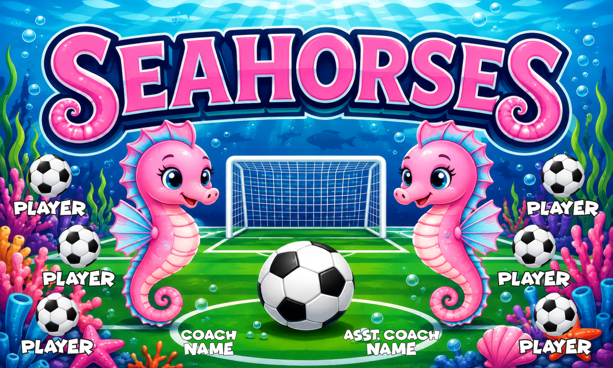 Custom Sports Team Banner 3x5 ft – Seahorses 1073