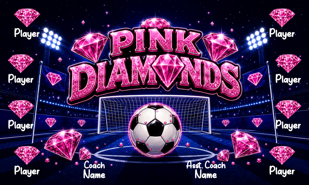 Custom Team Banner 3x5 ft – Pink Diamonds 1084