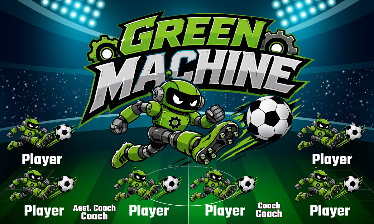 Custom Sports Team Banner 3x5 ft – Green Machines 1087