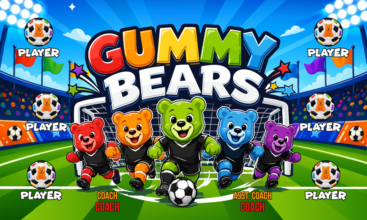 Custom Sports Team Banner 3x5 ft – Gummy Bears 1090