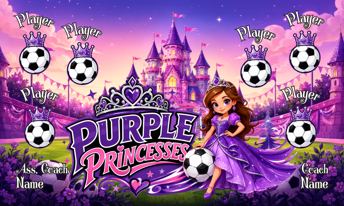Custom Sports Team Banner 3x5 ft – Purple Princesses 1092