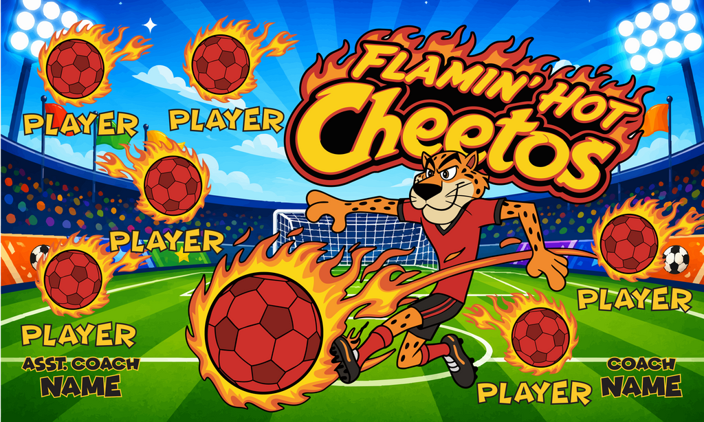 Custom Sports Team Banner 3x5 ft – Flamin' hot Cheetos 1094